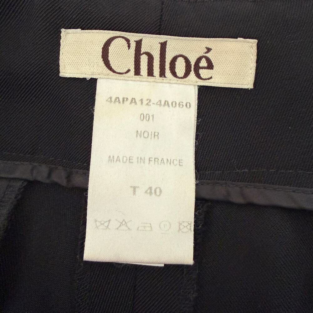 Vintage CHLOE Black Tapered Bandless Mid Rise Wool Trousers Phoebe Philo 8 40 - Picture 6 of 9